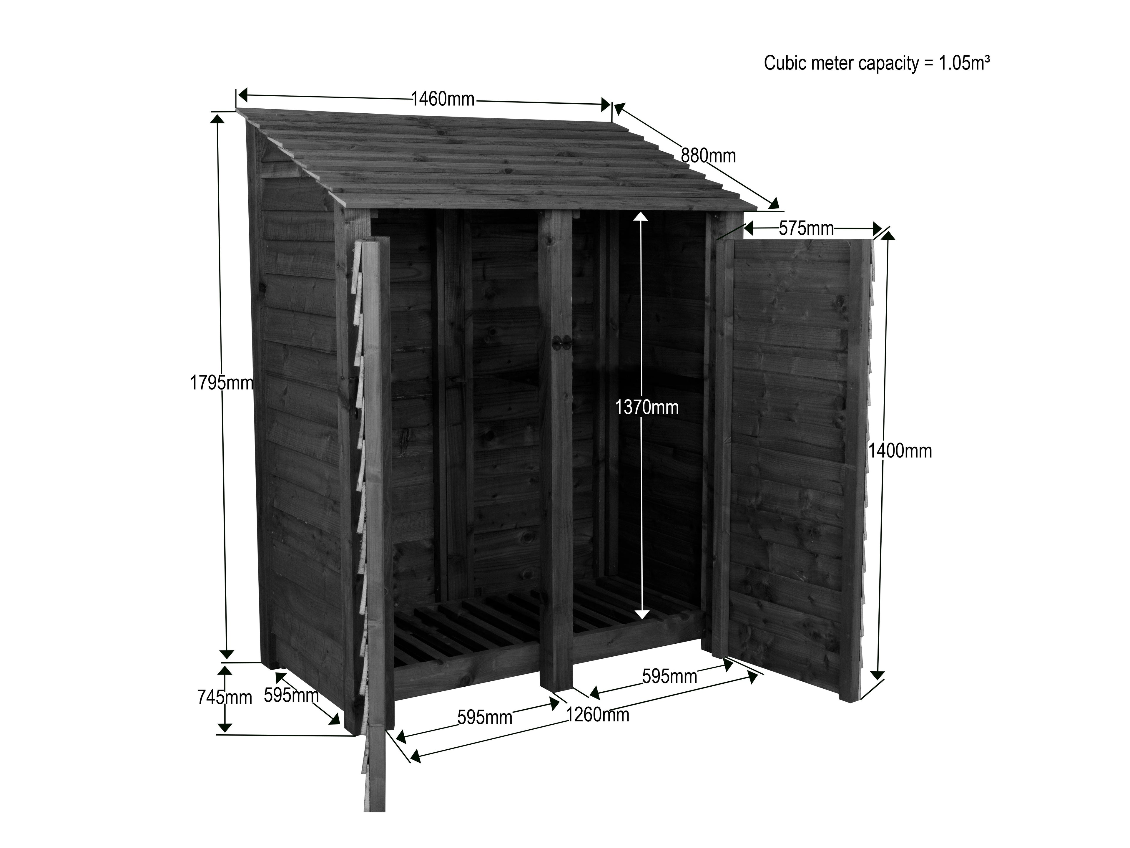 Wooden Garden Tool Storage W-146cm, H-126cm or 180cm, D-88cm