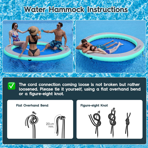 AWEMUFA 8ft Floating Ring Lake Raft – 8-Inch Thick Multi-Person Water Hammock