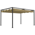 Outsunny 3x2m Metal Pergola with Retractable Roof, Garden Gazebo Canopy Shelter for Outdoor, Patio, Khaki
