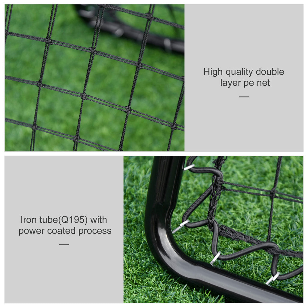 HOMCOM Angle Adjustable Double Sided Rebounder Net Training Aid Target Soccer Goal Kickback For Football, Baseball, Basketball - 75L x 75W cm